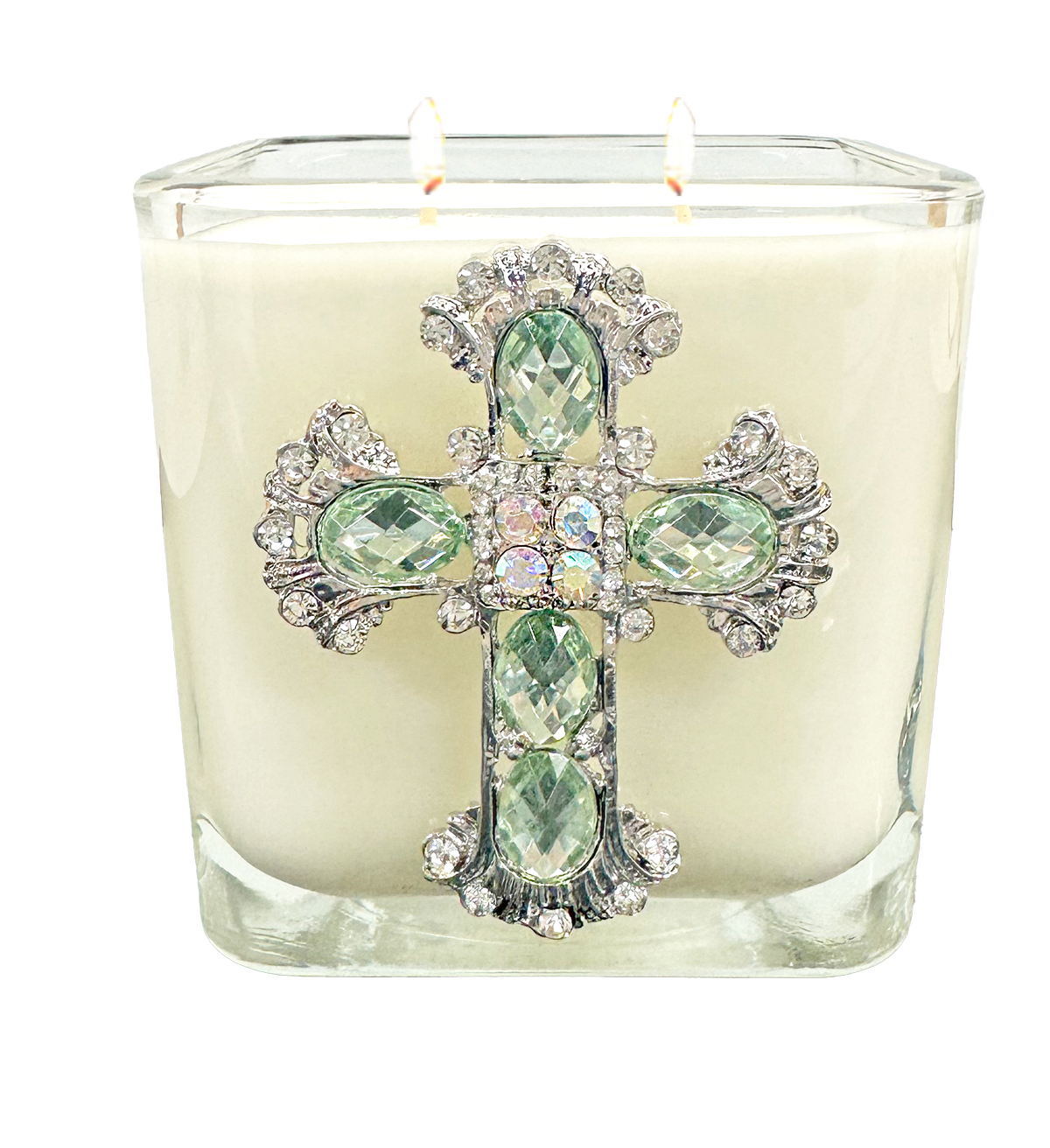 HYSSOP PERIDOT JEWELED CROSS CANDLE