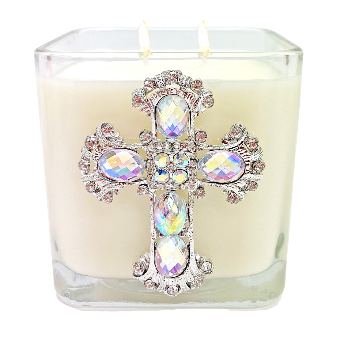 DIVINE MERCY IRRIDESCENT CROSS CANDLE
