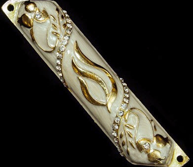 "HOLY FIRE" IVORY JEWELED MEZUZAH