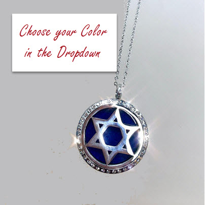 AROMA PENDANT - JEWELED STAR OF DAVID STAINLESS -