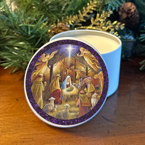 "NATIVITY SCENE" CANDLE TIN - FRANKINCENSE & MYRRH