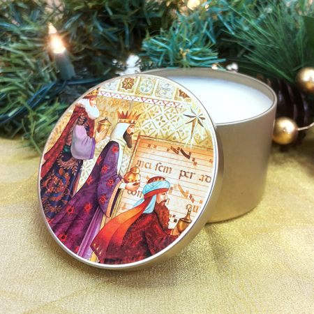"WE THREE KINGS"  CANDLE TIN - CHRISTMAS WONDER 8 oz