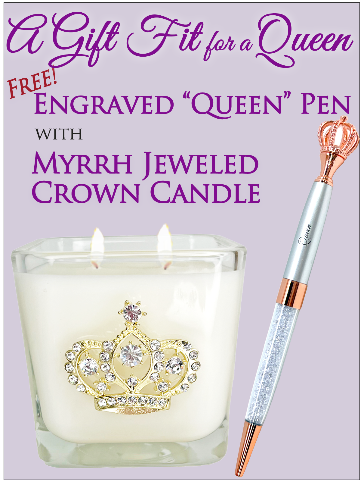 "QUEEN ESTHER" CROWN CANDLE WITH FREE "QUEEN" PEN