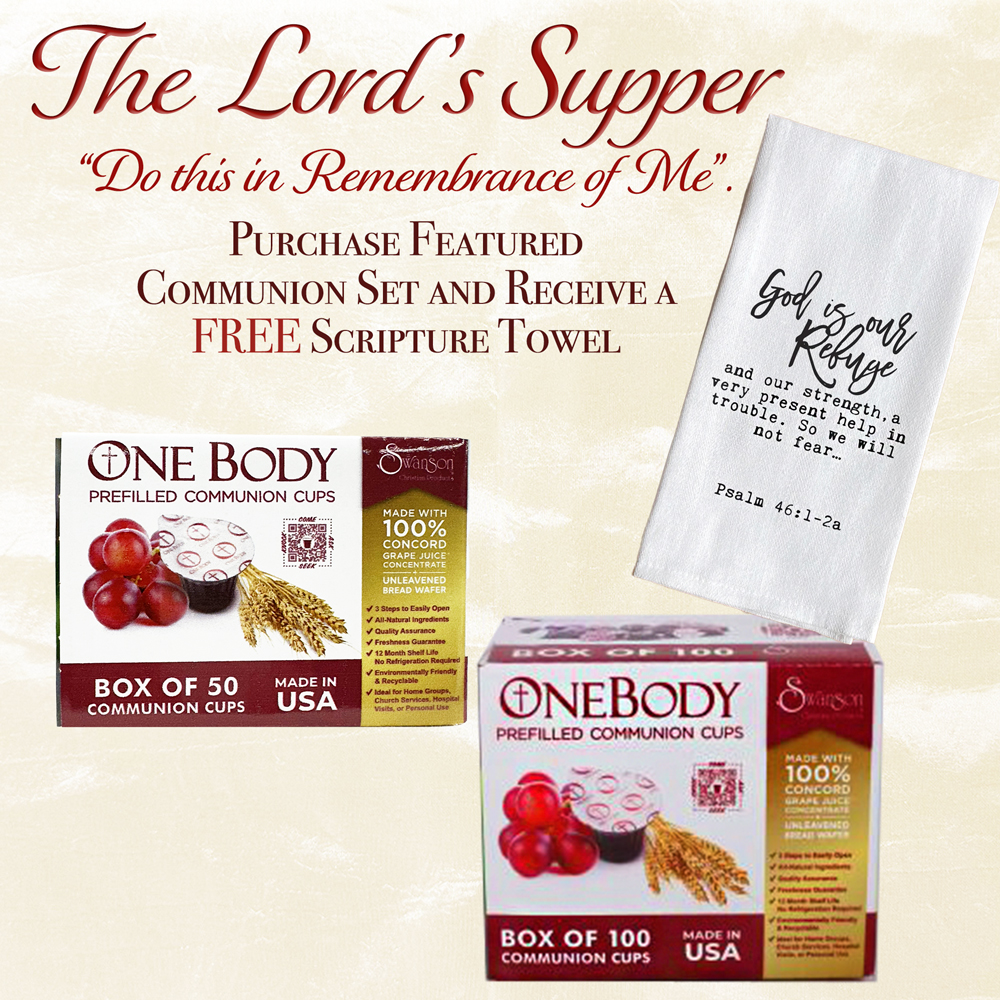 FREE TOWEL WITH COMMUNION - CUP PREFILLED JUICE/WAFER (Box of 50)