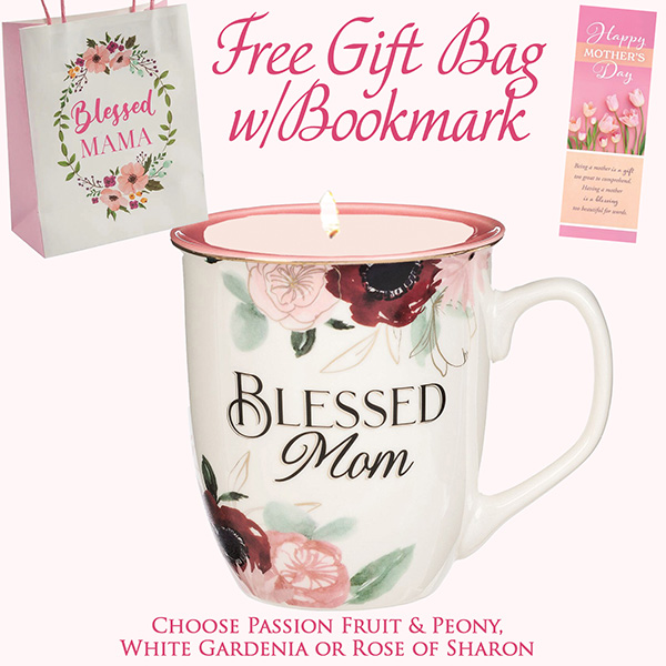 FREE GIFT BAG W/ BOOKMARK "BLESSED MOM" MUG CANDLE