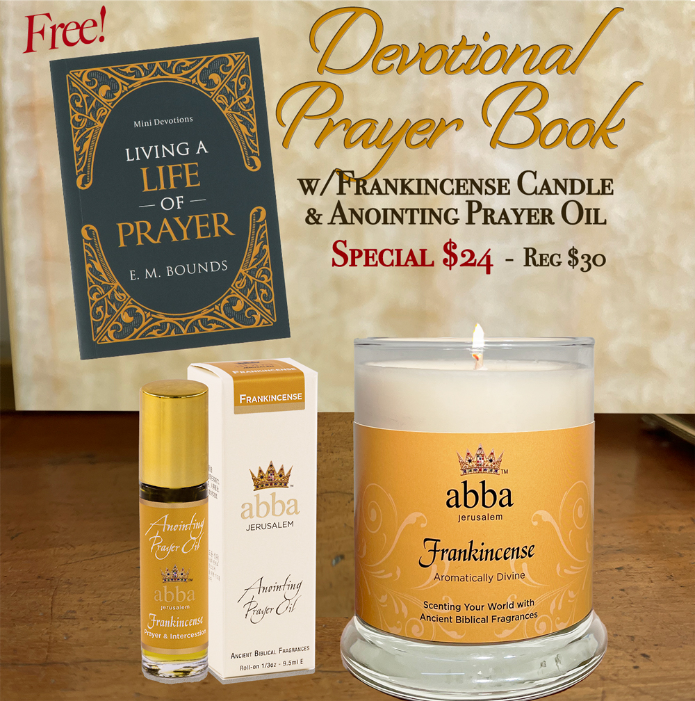 FREE DEVOTIONAL PRAYER BOOK WITH FRANKINCENSE 1/3 oz ROLLON OIL & CANDLE