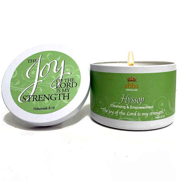 HYSSOP SCRIPTURE TIN - "THE JOY OF THE LORD" 8 oz